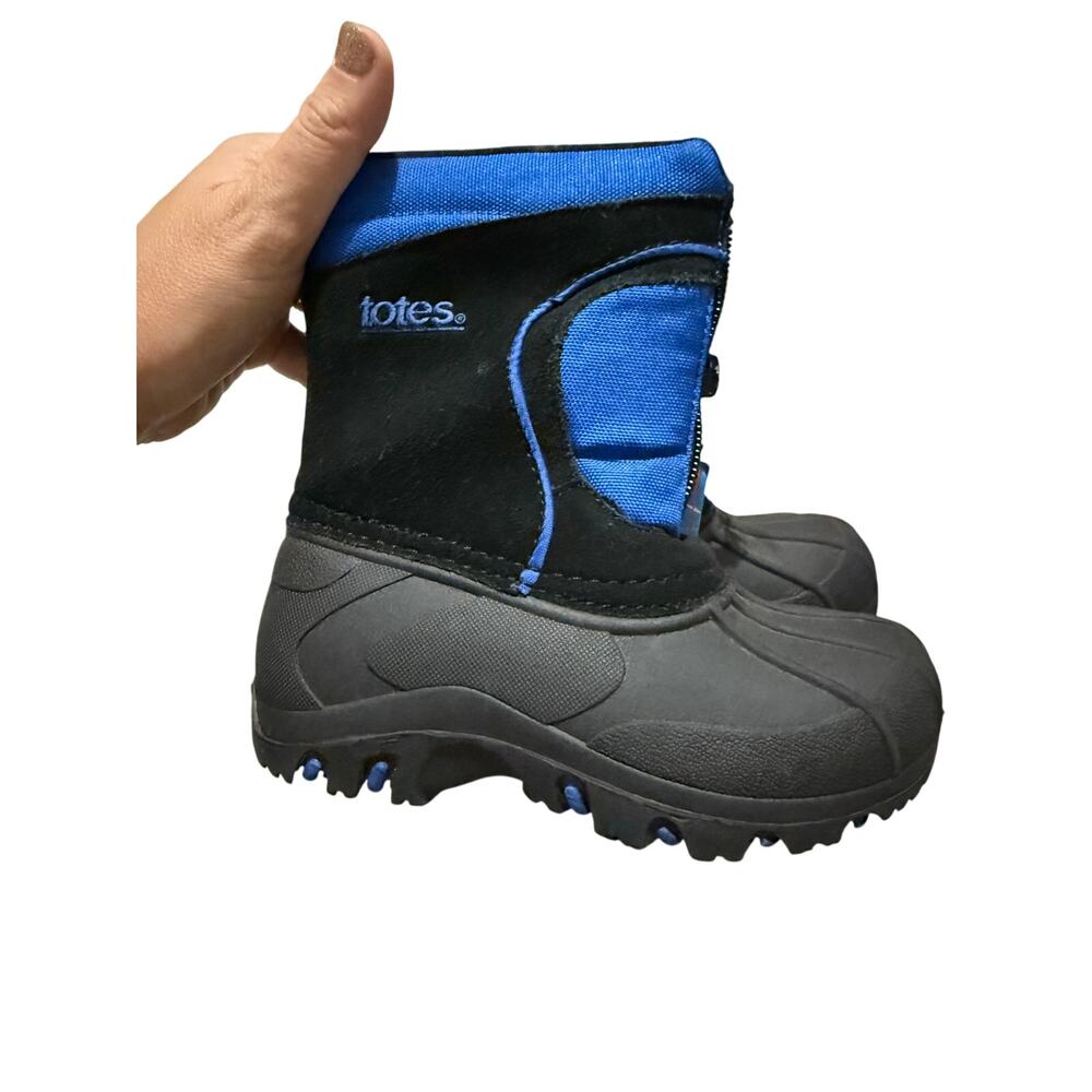Totes Kids Size 8 Waterproof Snow Boots Black Blue NWT Winter